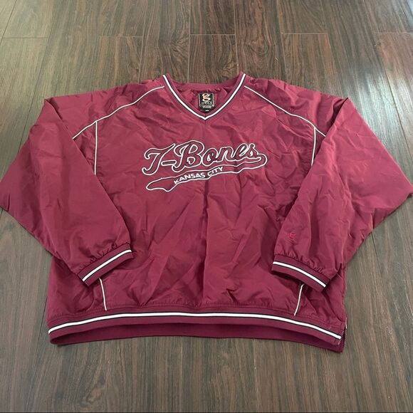 VINTAGE KANSAS CITY T-BONES MINOR LEAGUE BASEBALL WINDBREAKER JACKET XXL - Picture 1 of 8